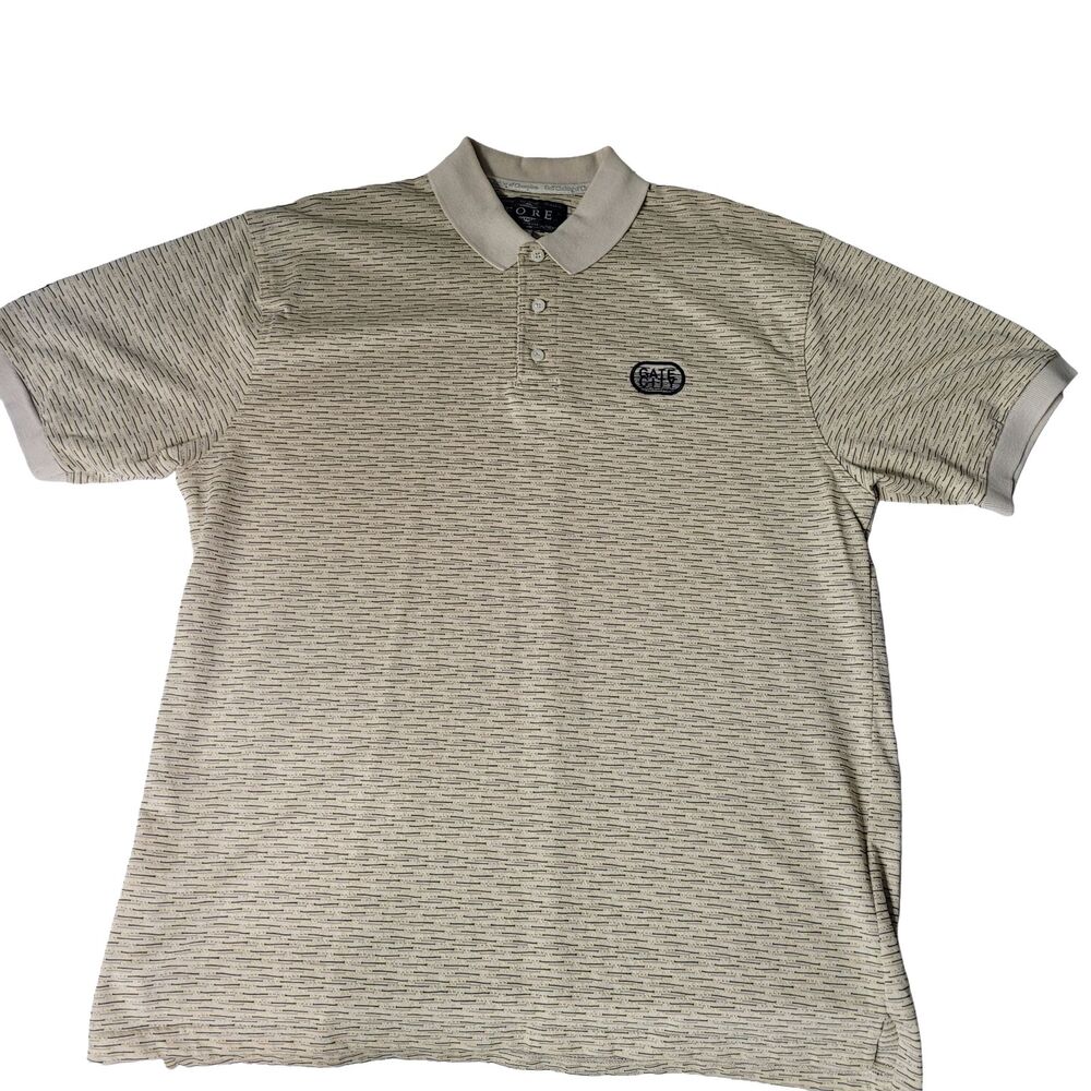Fore Golfwear Polo Shirt Mens XL Made In USA Beige Embroidered Gate City